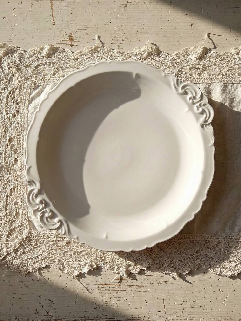 Large serving dish made of fine white Limoges porcelain, vintage/antique.