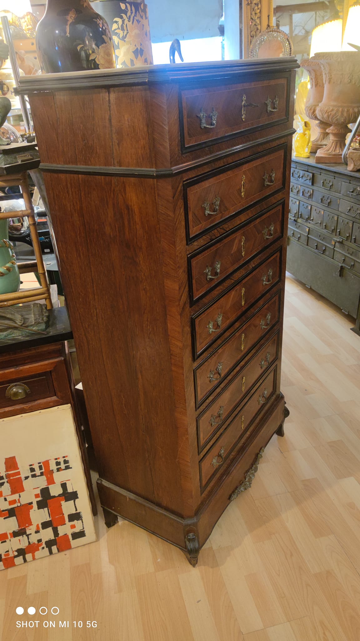 Weekly cabinet in rosewood from Rio and India and blackened pear Napoleon III