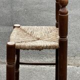 Vintage bar stool - solid wood and straw seat