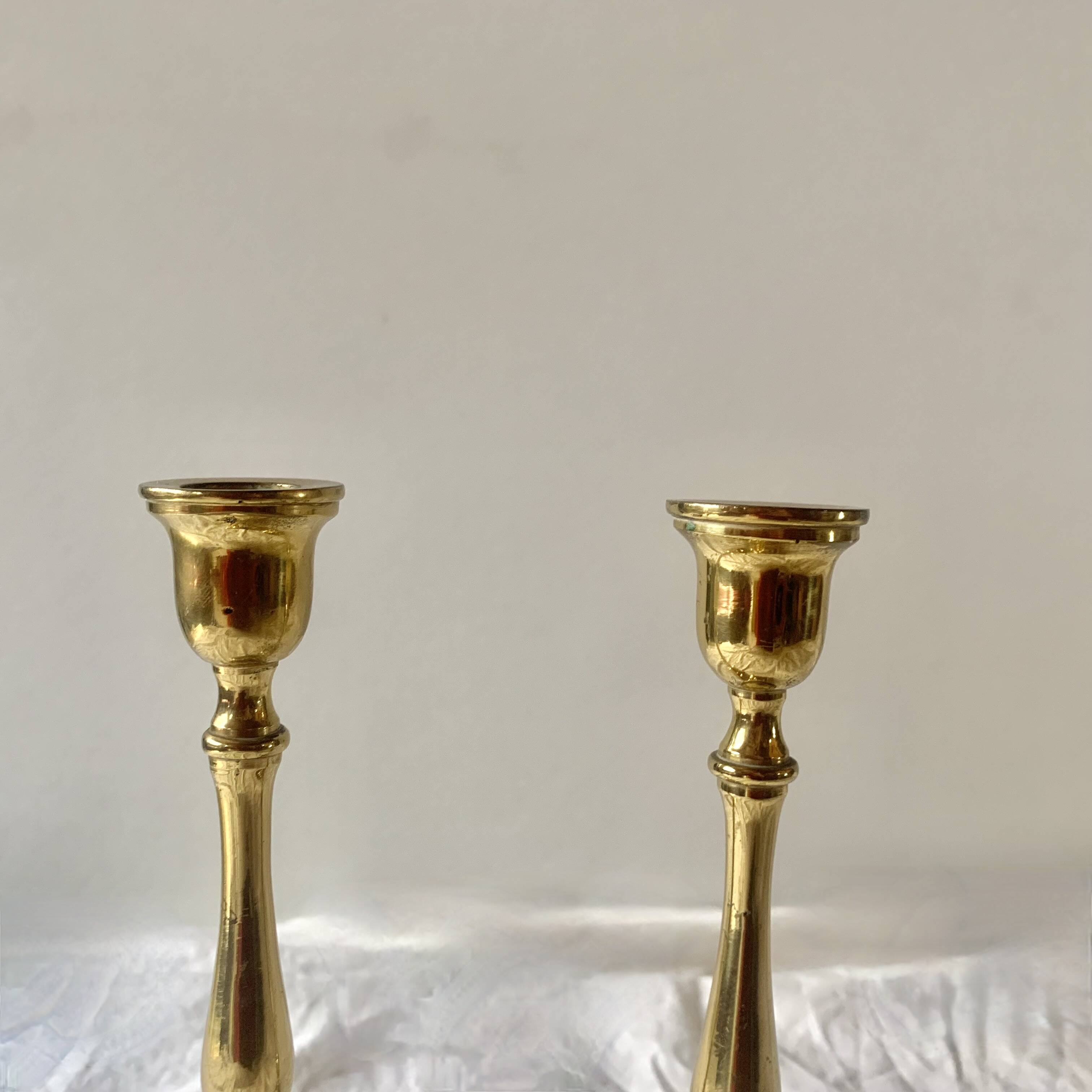Pair of antique brass candlesticks