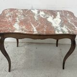 Louis XV mid-table in oak and marble, 18th century.