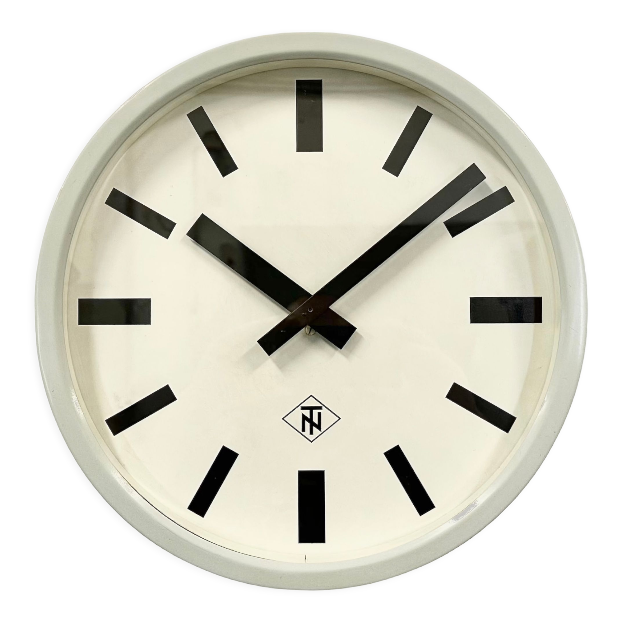 Grey Industrial Wall Clock from TN, 1960s