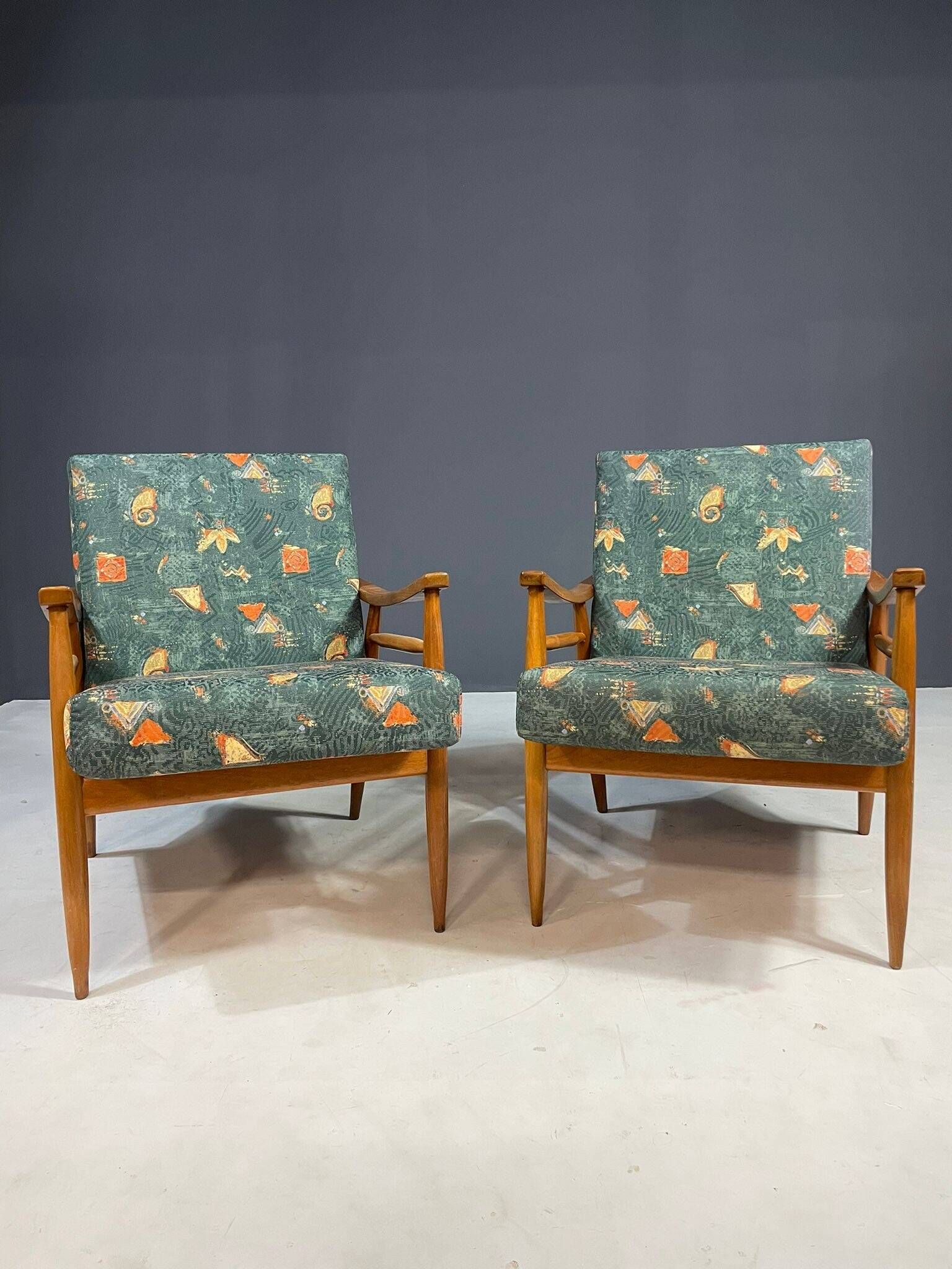 Pair of modern mid-century lounge chairs, Czechoslovakia, 1960s