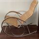 Bauhaus style rocking chair, chrome metal, rattan and beech wood, 1960-70