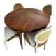Round table with marquetry + 2 extensions - louis xvi style