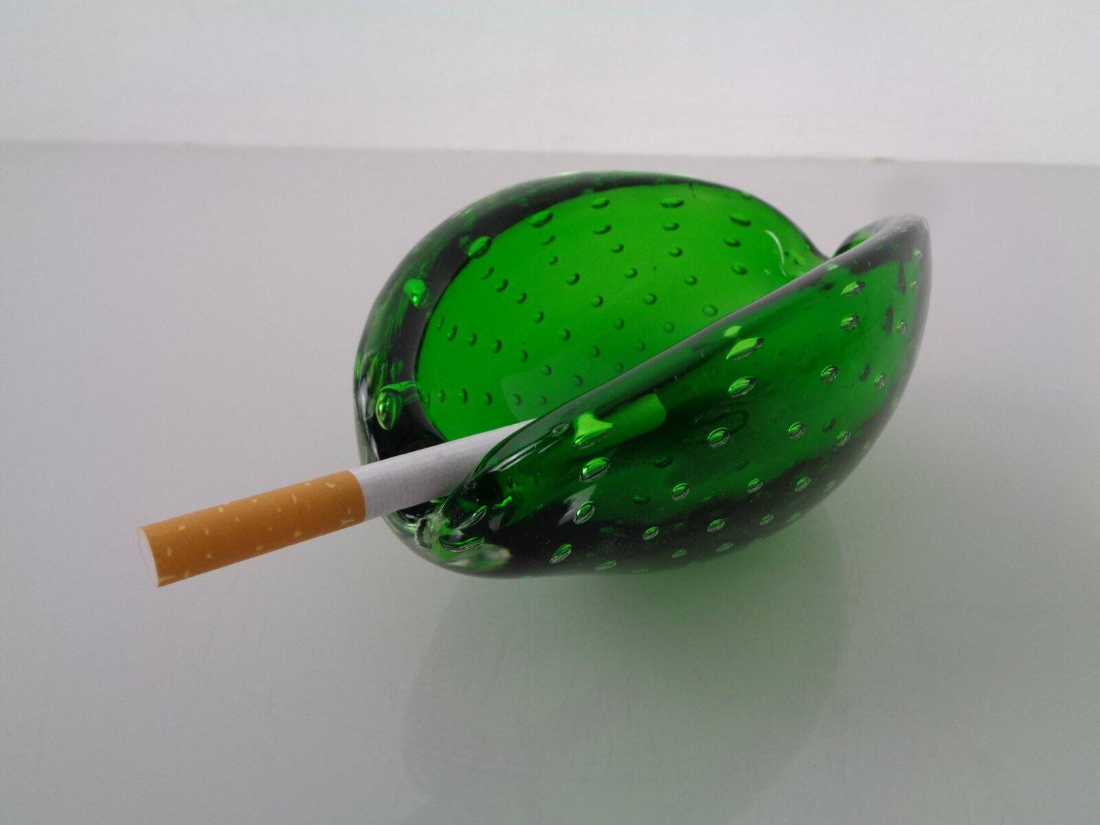 Green Sommerso Murano Glass Ashtray, Italy, 1960s