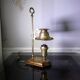 Brass and wood hot water bottle lamp 1970