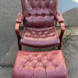 Scandinavian armchair with footrest