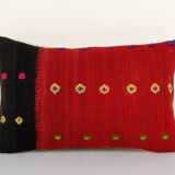 1960s vintage red organic kilim perde pillow case