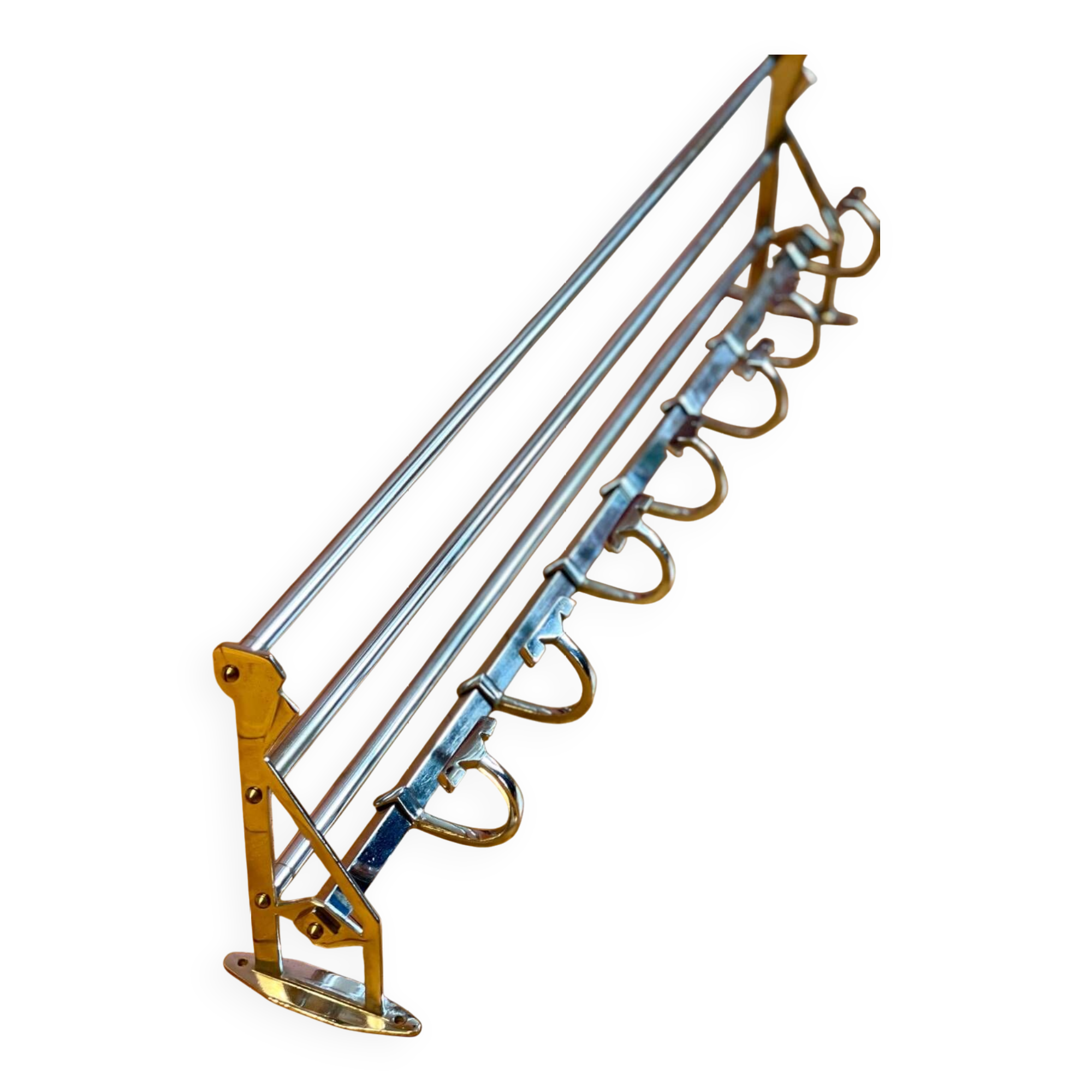 Vintage train wall coat rack 1930 brass