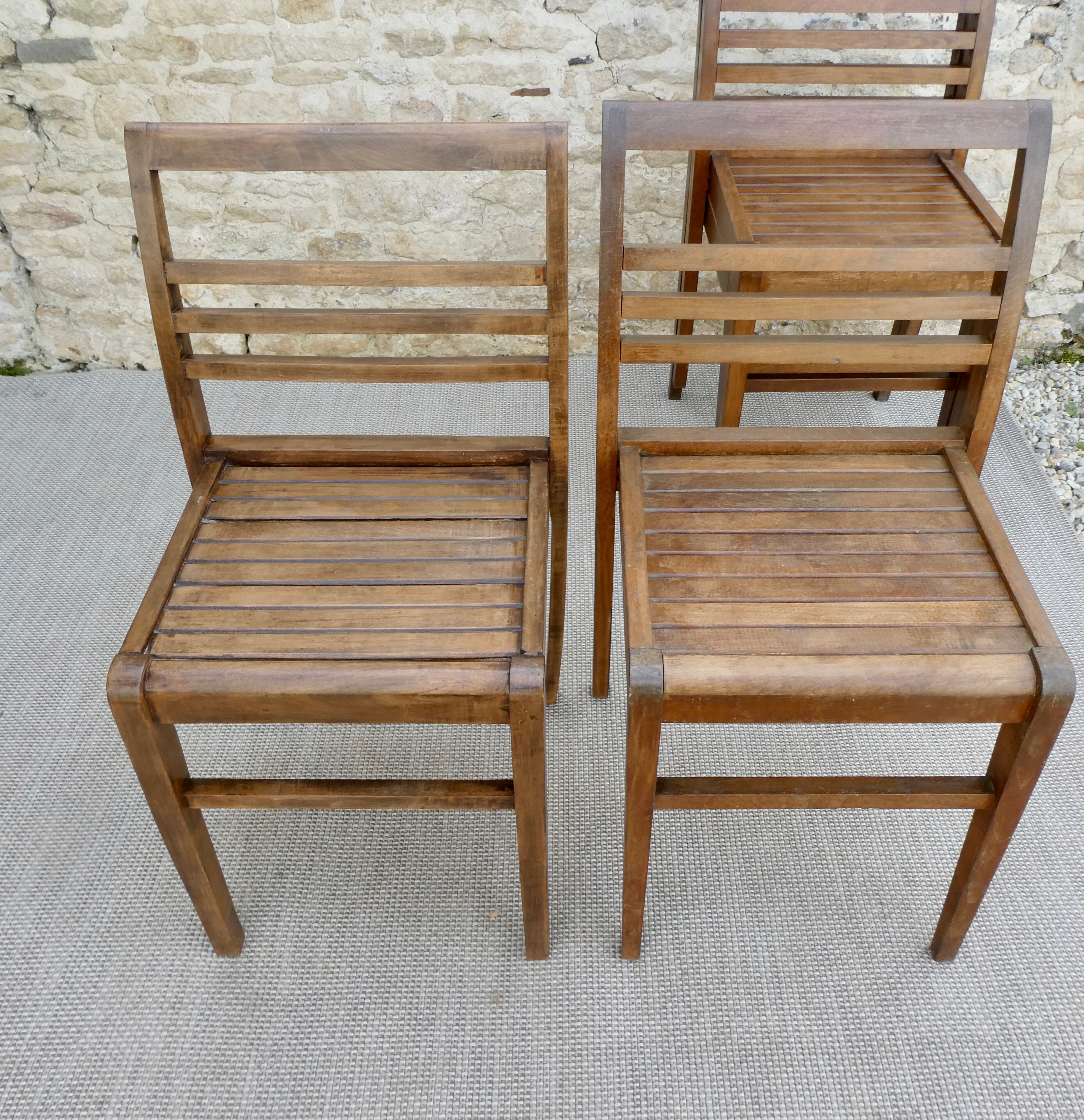 Set of 4 chairs René Gabriel, 50s, Reconstruction