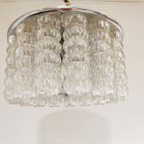 Mid century glass and chrome chandelier, 1960s