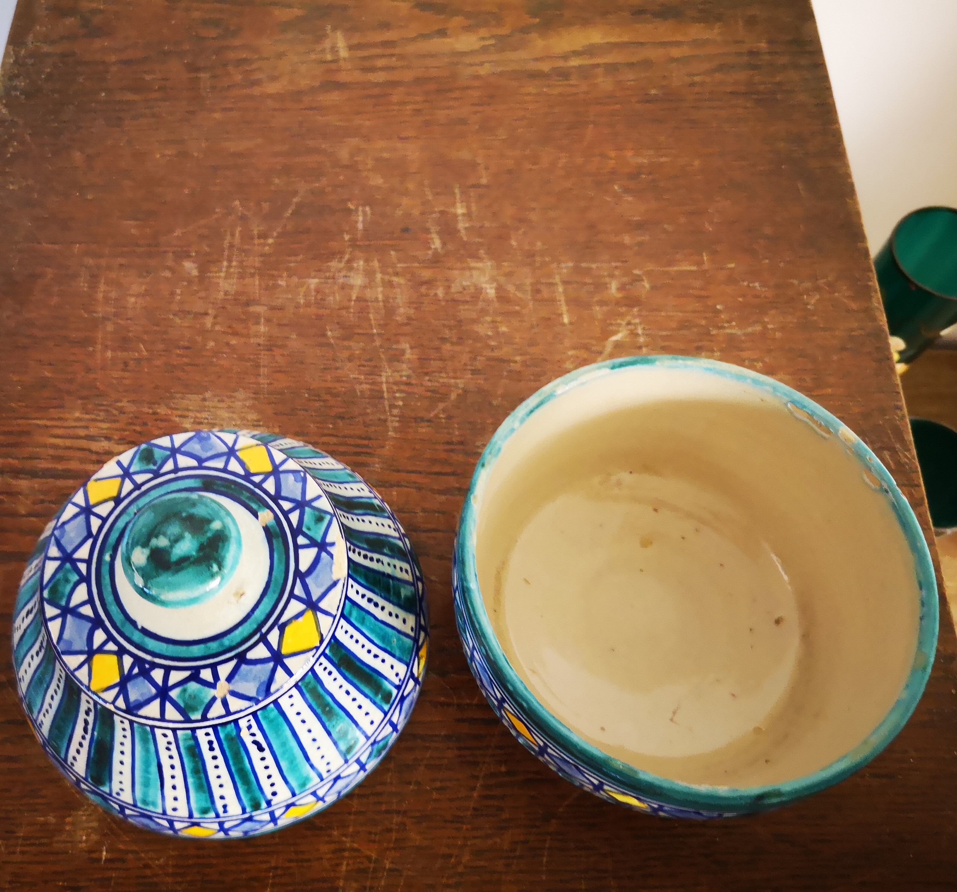 Candy pot ceramic hand painted