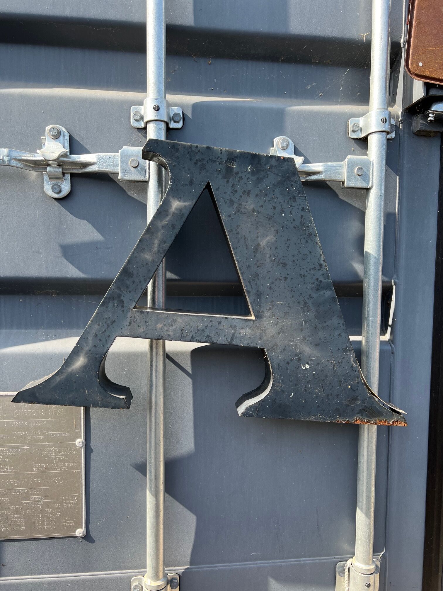 Letter a in galvanized metal height 45 cm