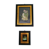 Old frames black and gold bird motifs very Japanese style