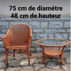 Table basse circulaire en bambou, plateau verre