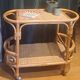 Rolling serving table rattan