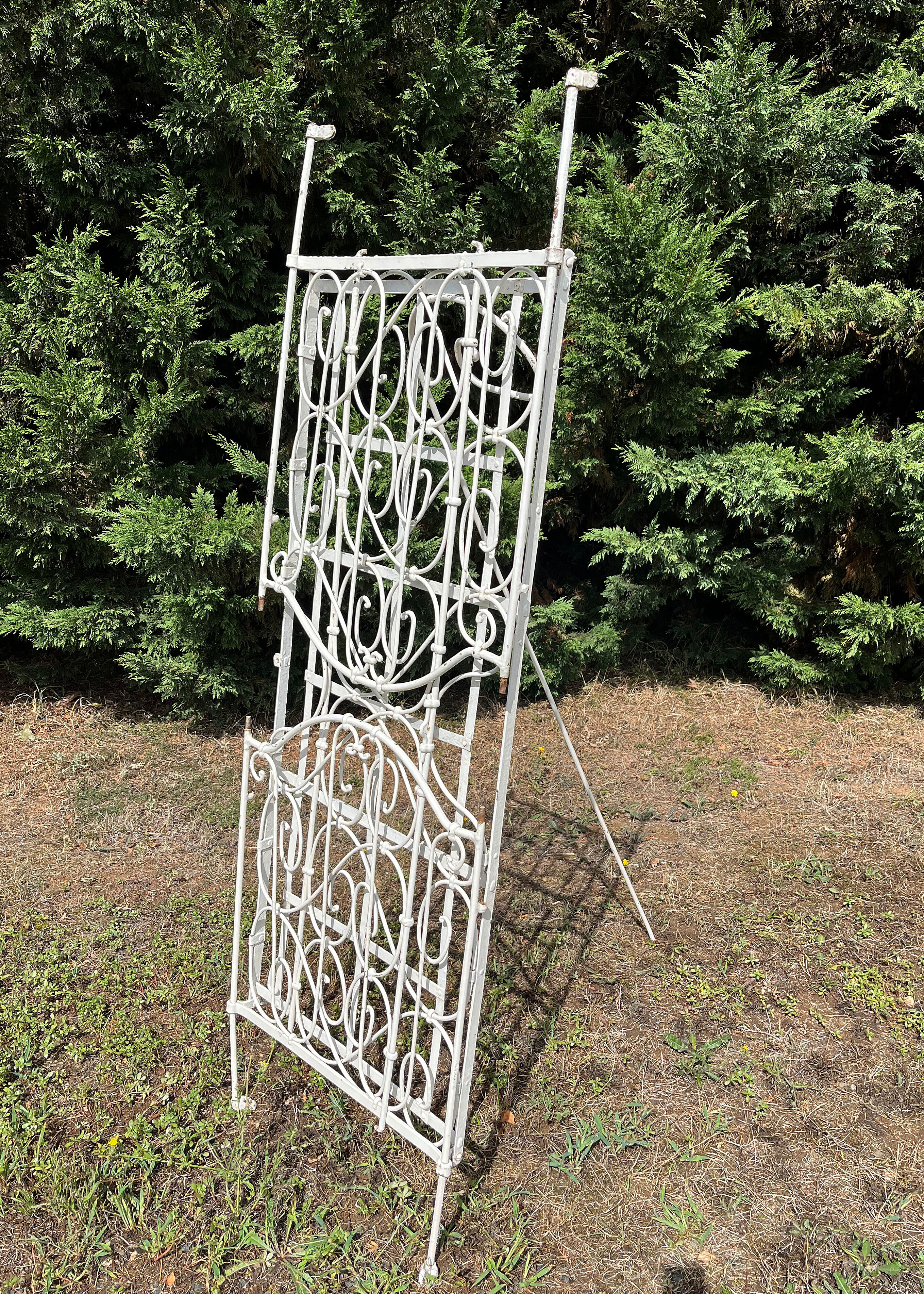 Folding child's bed with wrought iron canopy or romantic garden bench 19th