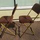 Lot de 4 chaise lafuma pliante damier marron doré