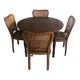 Table ronde avec rallonges et 4 chaises dossier cannage Vintage