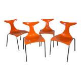 4 orange chairs Delfy chairs design Gino Carollo Ciacci Kreaty