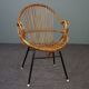 Dark rattan armchair with armrests Dutch Design 1960