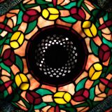 Tiffany style stained Glass Dragonfly Table lamp 1980s
