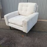 Vintage white fabric armchair