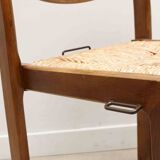 Chaise vintage tout bois caramel et assise paillée