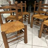 Set of 8 Charles Dudouyt Brutalist Dining Chairs 1960