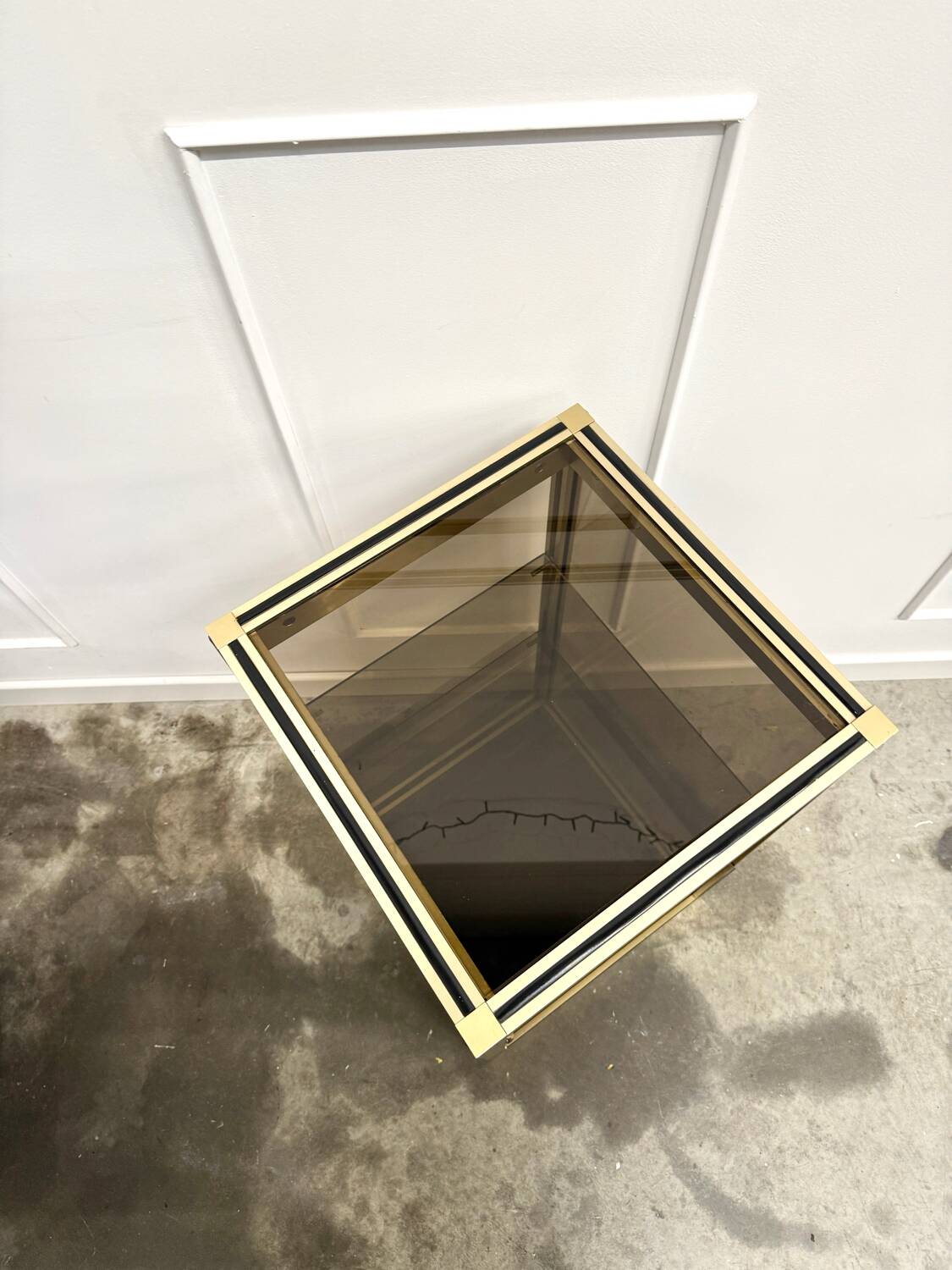 70s console smoked glass