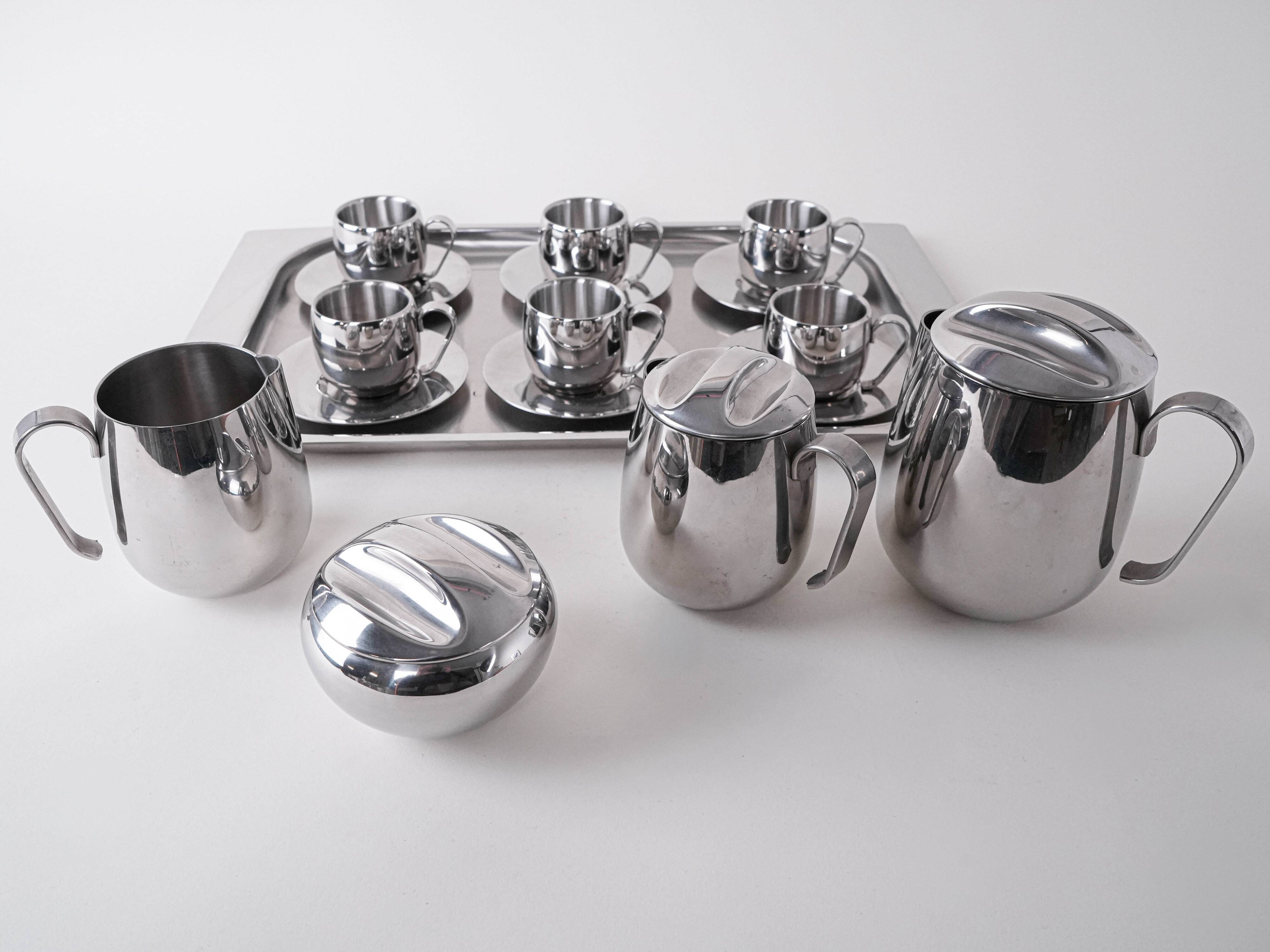 Coffee and tea set, Italian design, 1980s, made in Italy