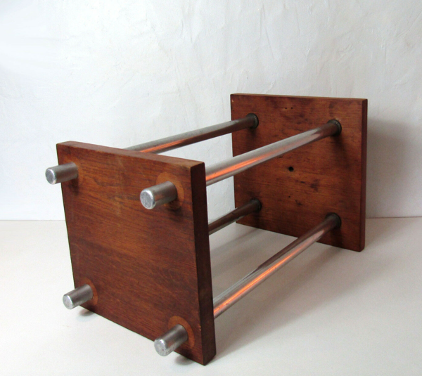 Table sellette bois massif acier chromé vintage