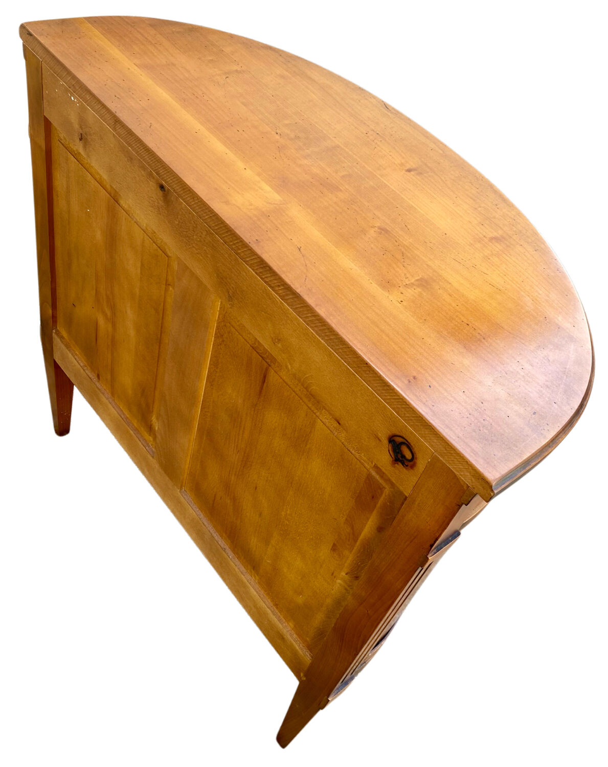 Commode demi-lune 3 tiroirs en merisier style Louis XVI