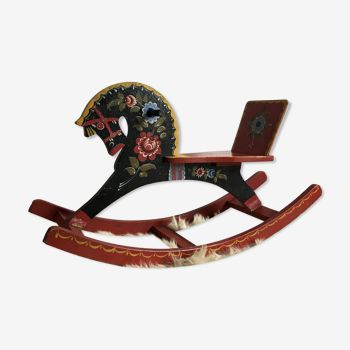 Hand-painted wooden rocking horse