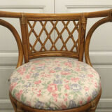 Table and 2 armchairs set in rattan and wicker, 70s/80s