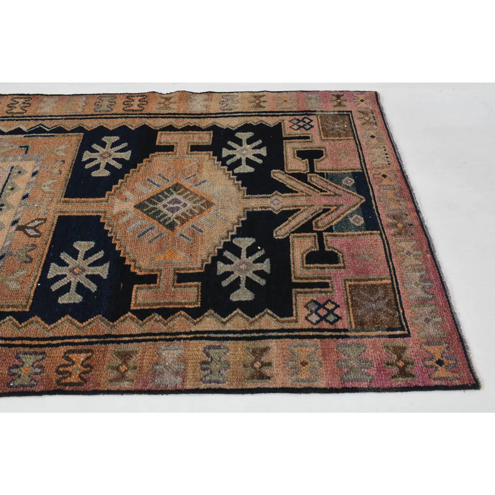 Vintage Turkish Oushak handmade wool cotton tan runner rug 114x285