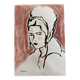 Signed painting pastel and Indian ink female portrait “study with headdress”