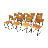 Set of 12 tubular steel chairs Mart Stam