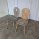 Set of 2 Rustic Primitive Wooden Chairs / Weathered Farmhouse Dining Chairs