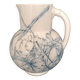 Pitcher jug vase earthenware floral decor blue early 20th century