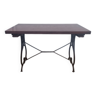 Table bistro plateau bois et fer forgé