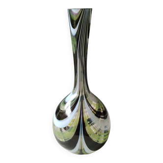 Venetian Pop Art vase, in blown Art glass/Murano Italy. Smoke volute/Swirl patterns