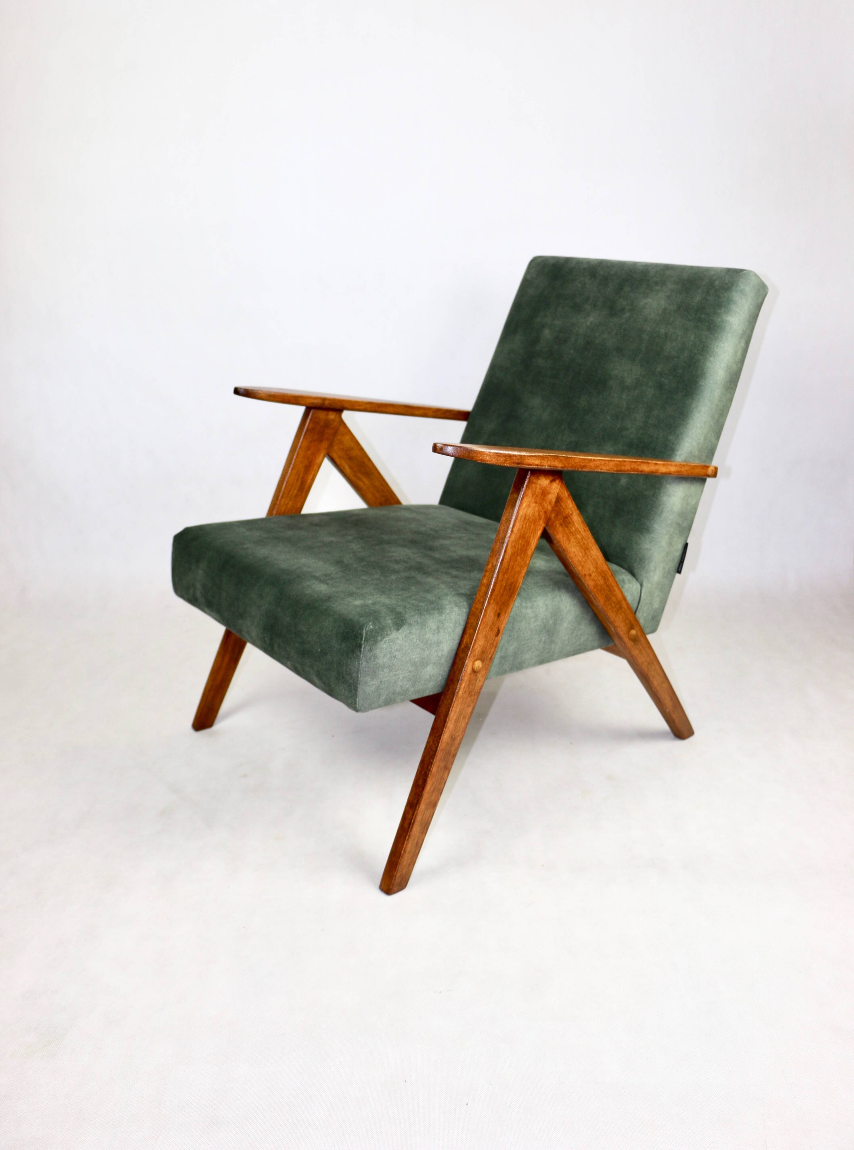 B-310 VAR green olive velvet armchair