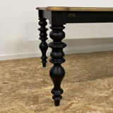 Table à manger style classique en bois, pieds noirs, 12 couverts