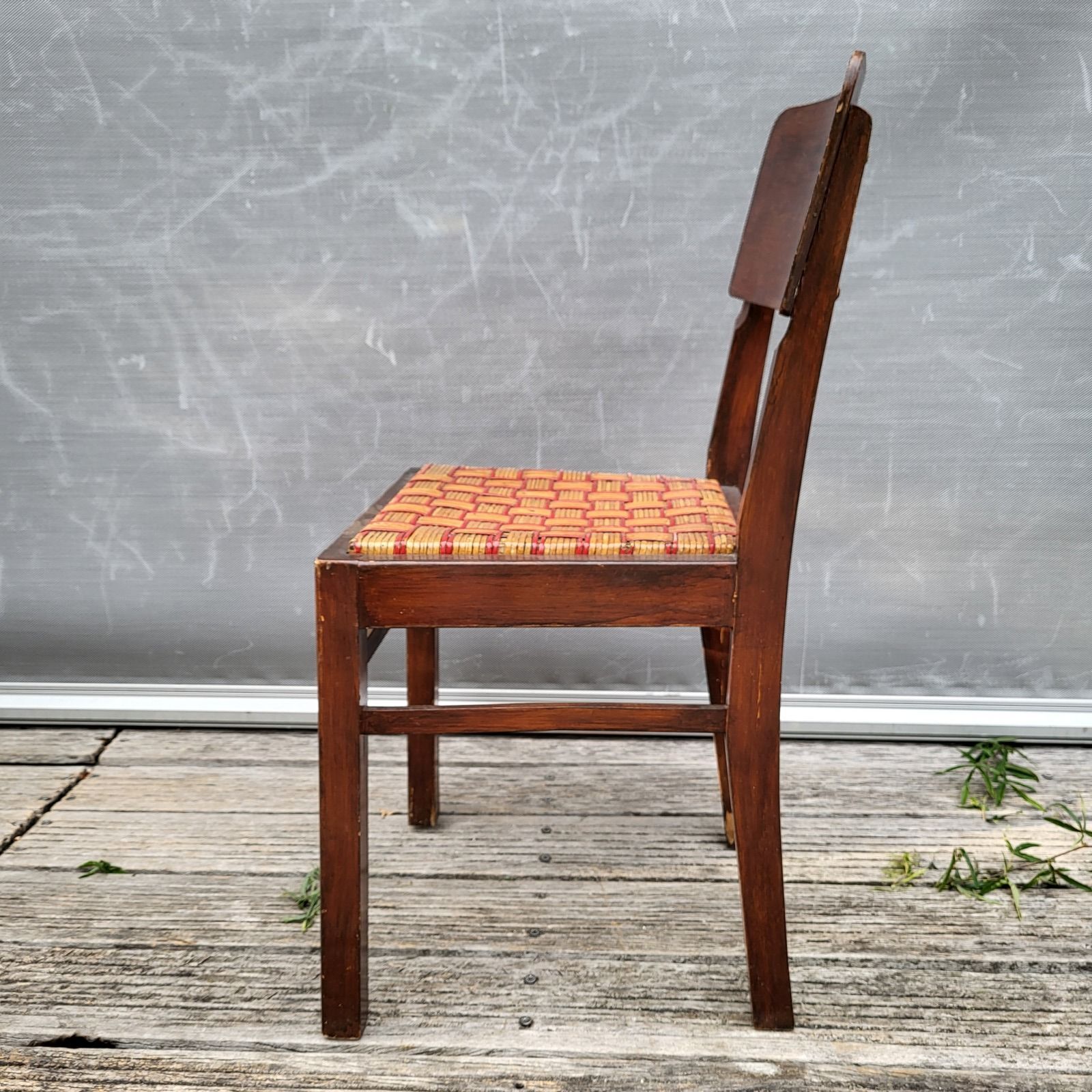 Set de 2 chaises bistrot 1950 bois et rotin