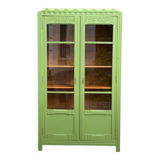 1930s khaki Parisian art deco glass cabinet