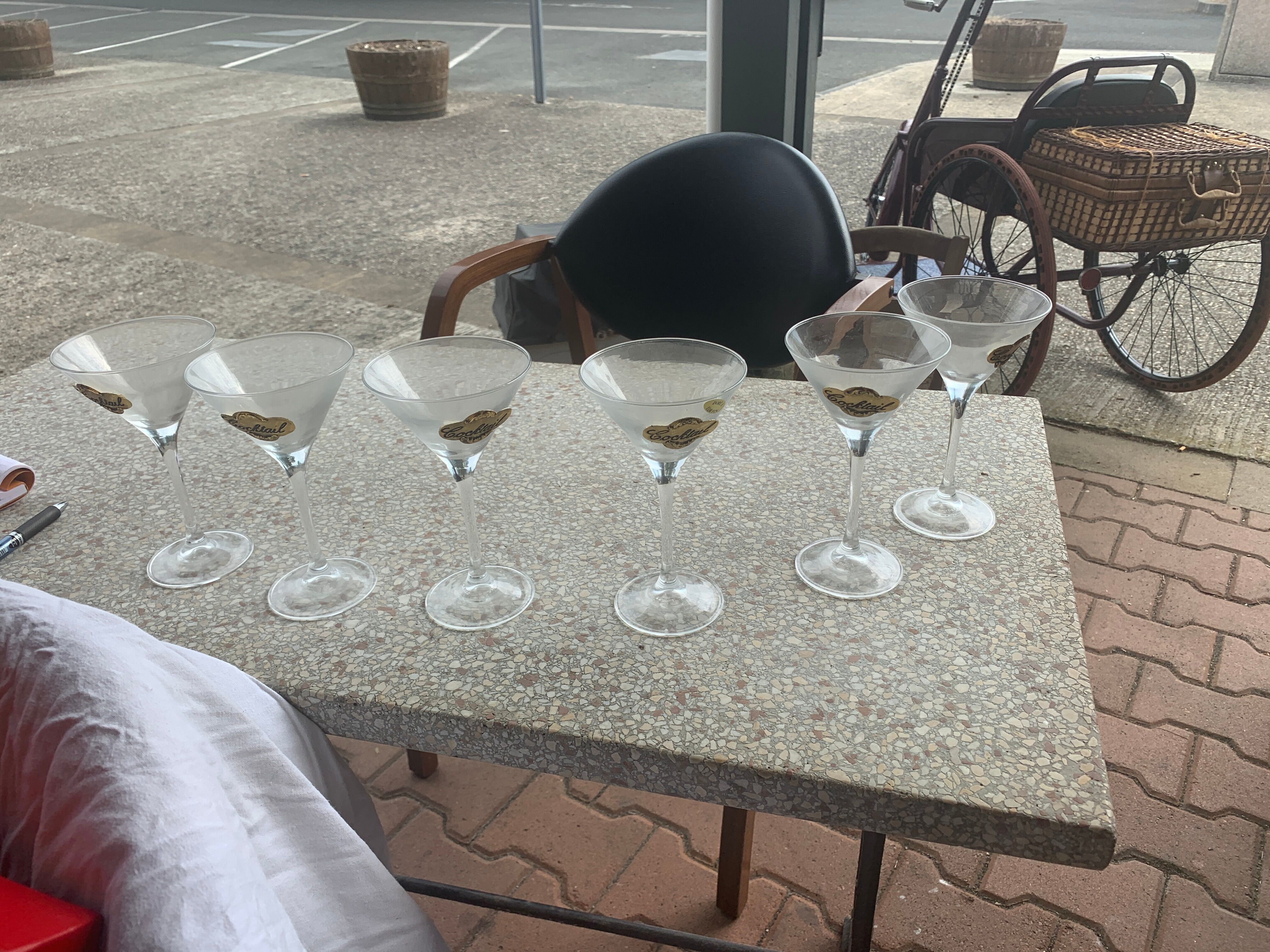 6 verres à cocktail doré à l or fin
