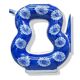 Old Asian teapot in toroidal shape in blue porcelain with floral decoration 20th century