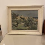 Oil on panel, Chateauneuf du Pape, 1950, signed Paul Surtel